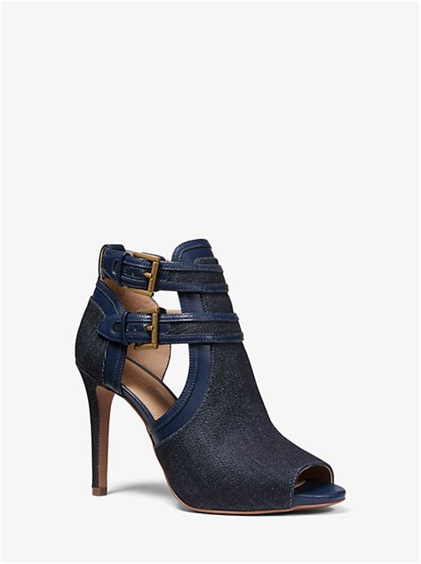 michael kors blaze denim and leather open-toe bootie|Michael Kors Blaze Peep.